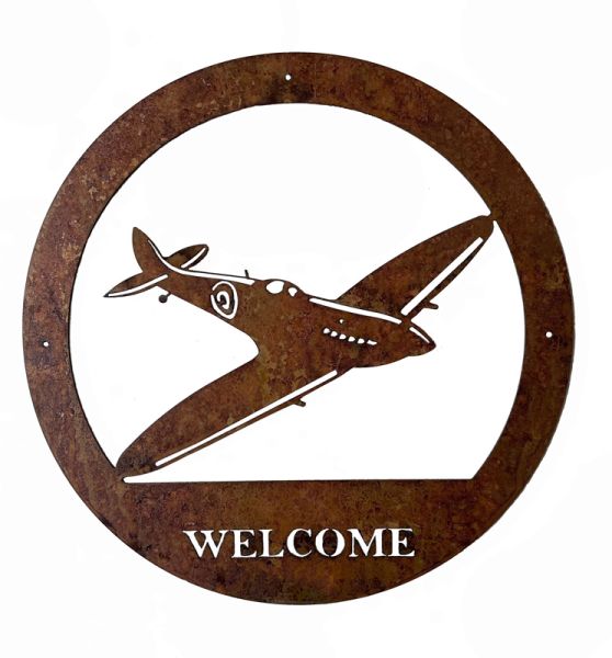 Spitfire Small Wall Art (WA05R) - Steel - W29.5 x H29.5 cm - Bare Metal/Ready to Rust