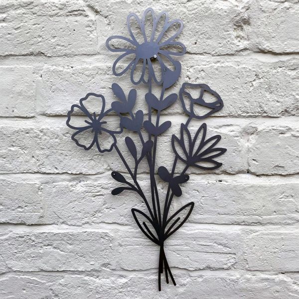 Summer Bouquet Wall Art - Bare Metal/Ready to Rust - W30 x H50 cm