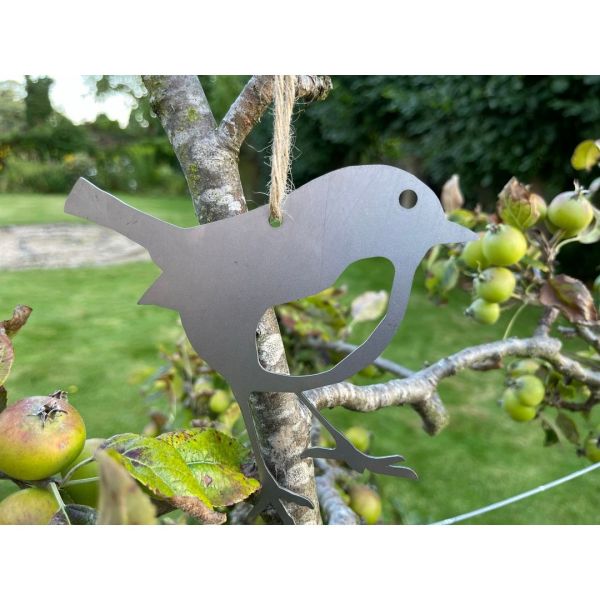 Hanging Robin Garden Art (Pack of 3) - Bare Metal/Ready to Rust - W15 x H15 cm