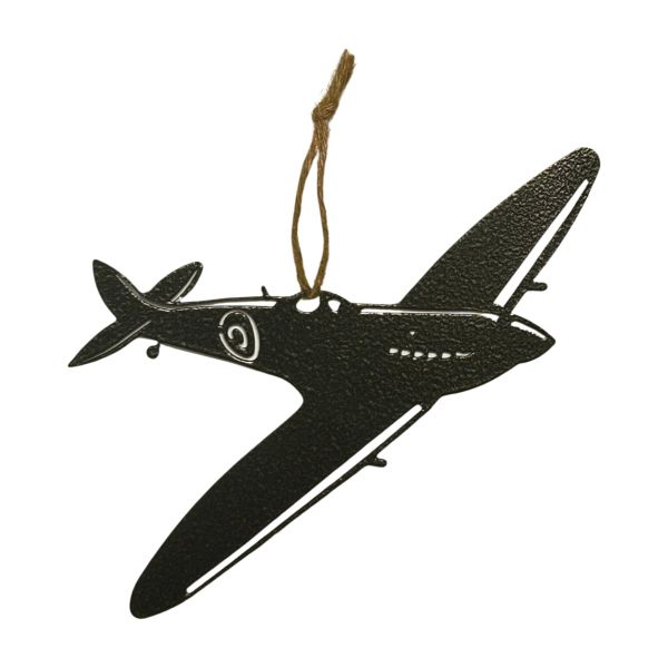 Hanging Spitfire Garden Art - W23 x H18 cm - Black