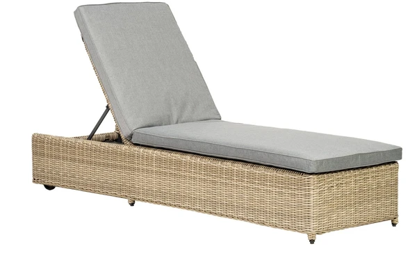 Wentworth Sunlounger Manual Multi Position with Cushion - Synthetic Rattan - H30 x W65 x L208 cm - Beige