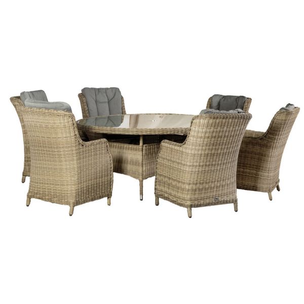 Wentworth 6 Seater Ellipse Highback Comfort Dining Set - H200 x W145 x L76 cm