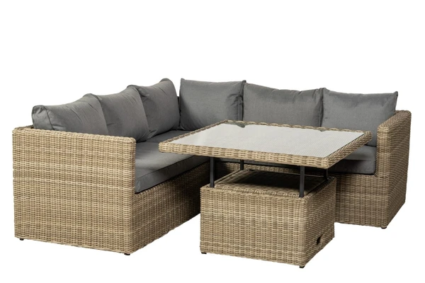 Wentworth 4 Pc Corner Lounging Set 1 - Synthetic Rattan - H68 x W100 x L100 cm - Beige