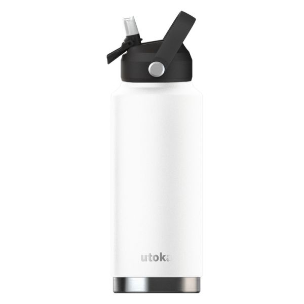 Utoka Atlas Bottle 32oz (946 ml) - Stainless Steel - L3 x W3 x H8 cm - Mountain White 