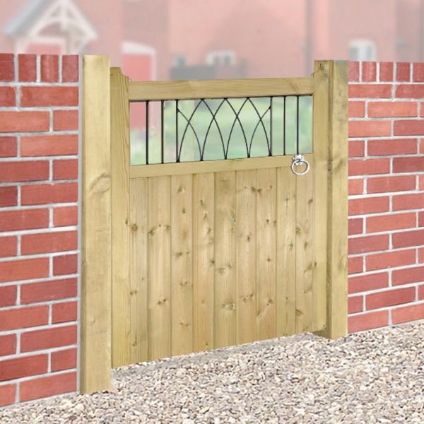 Windsor Low Single Garden Gate - Pressure Treated Scandinavian Redwood - W750 x H1200 mm