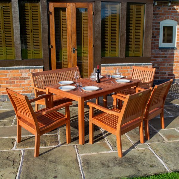 Willington Six Seater Rectangular Eucalyptus Hardwood Furniture Set