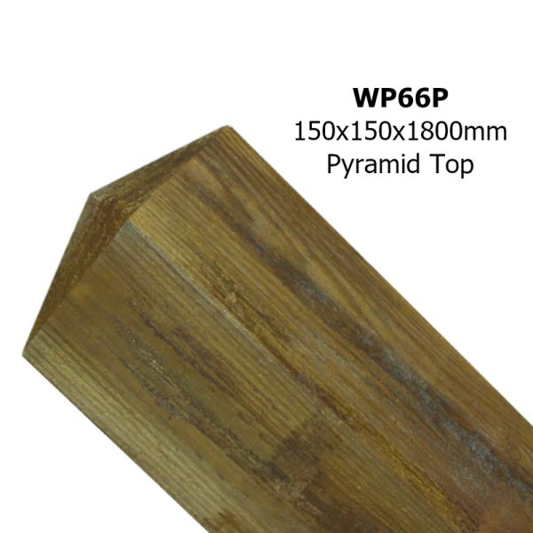 Pyramid Top Posts - Pressure Treated Scandinavian Redwood - L150 x W150 x H1800 mm