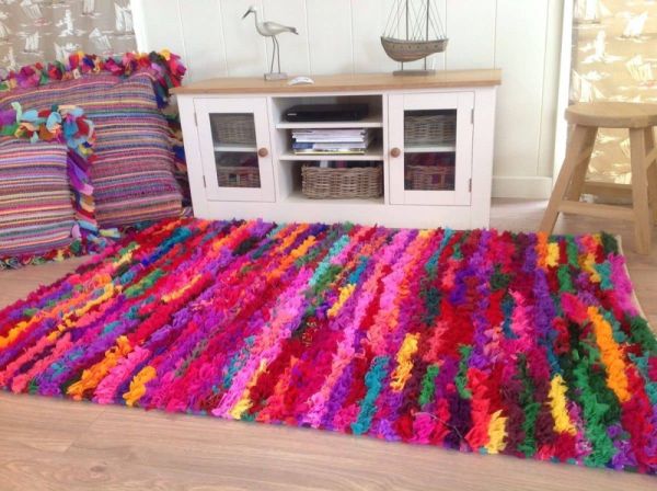 ZINDA Fluffy Shaggy Rug Amazing Boho Chic Style - L60 x W90 - Multicolour