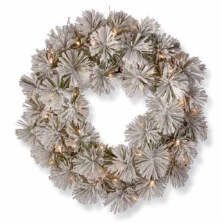 Snowy Bristle Pine 24" Wreath 50 W/W BAT Artificial Plant, Christmas Decoration, Artificial Christmas wreath